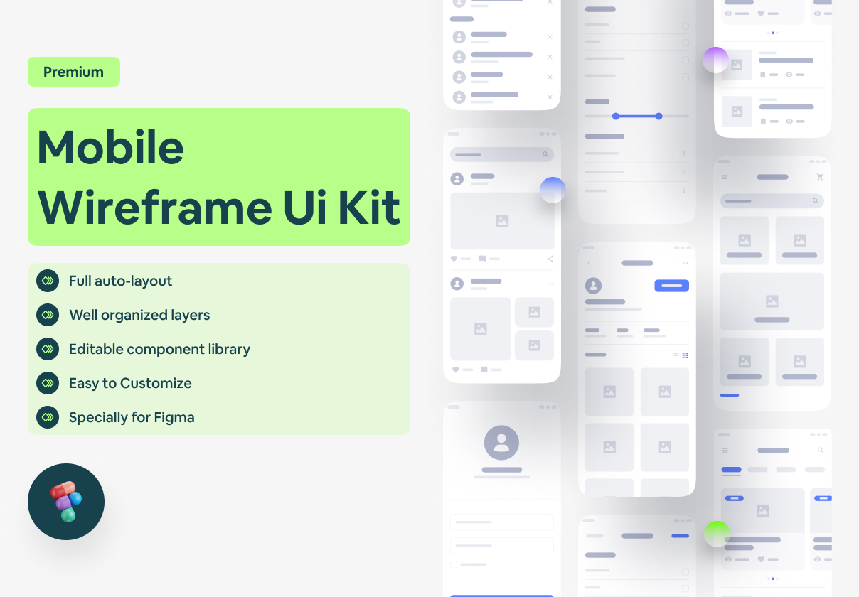 Mobile apps wireframe ui kit