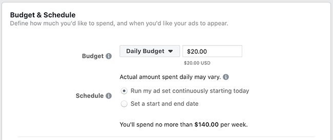 Facebook Daily Lifetime Budget