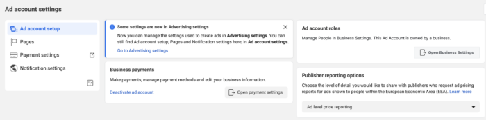 Ad Account Settings