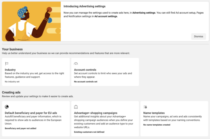 Advertising Settings