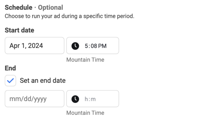 Advantage+ Shopping Ad Schedule