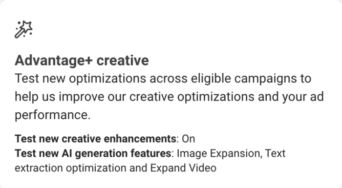 Advantage+ Creative Advertiser Settings
