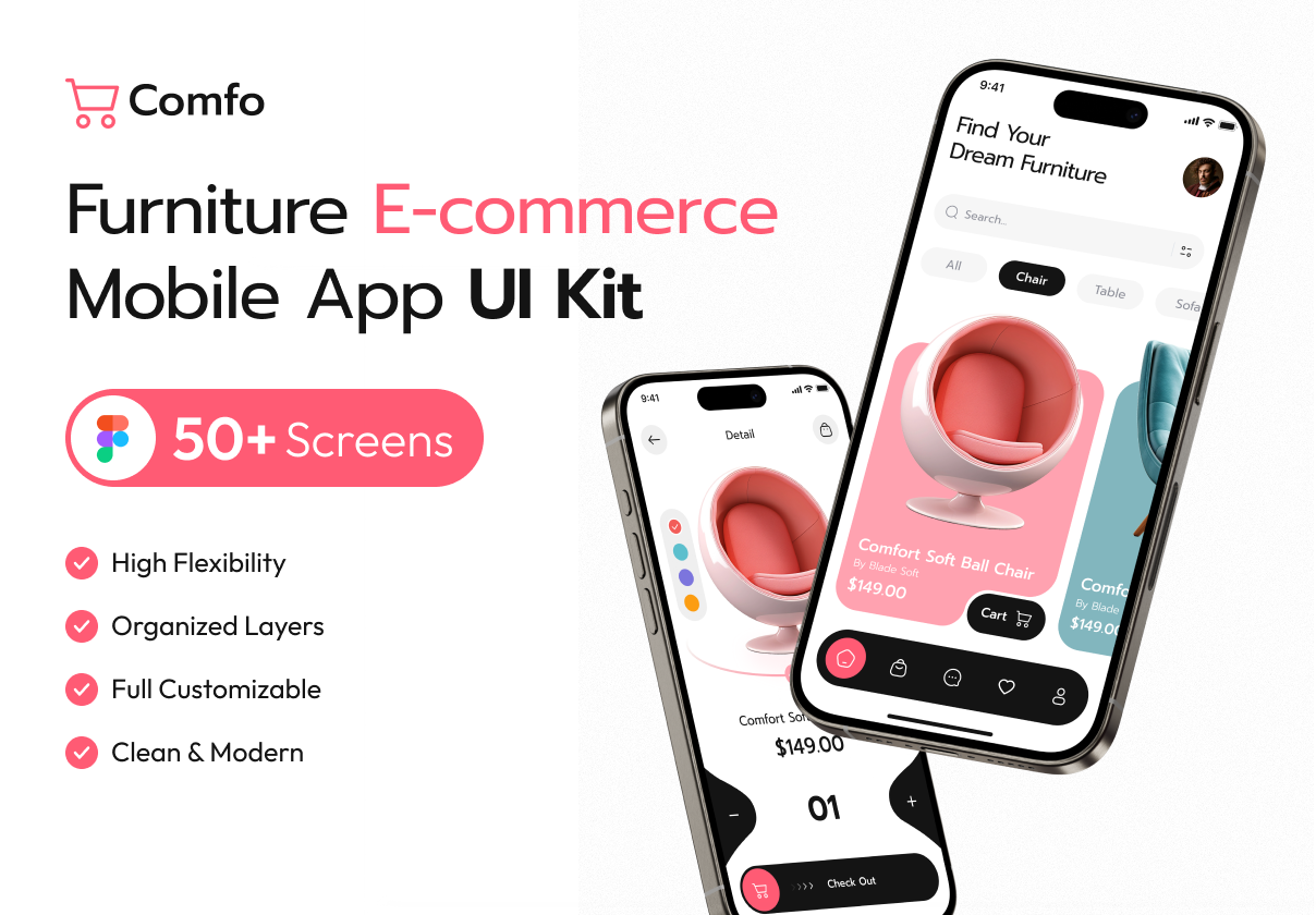 Comfo - Furniture Ecommerce Mobile UI Kit